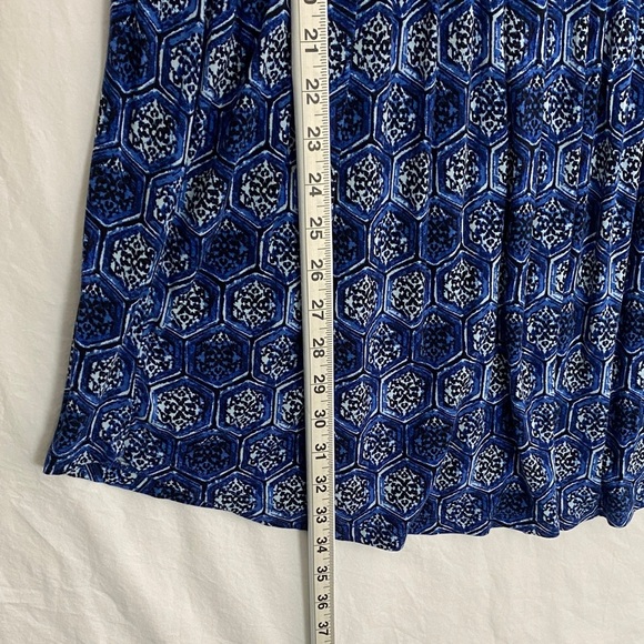 dC Jeans Shirred Long Top Blue Geometric Print Womens Size 2X - Picture 11 of 12